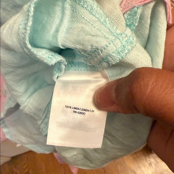 Lands' End womens 100% linen pastel colorblock long sleeve Button-Up Shirt. Sz S - Picture 4 of 4